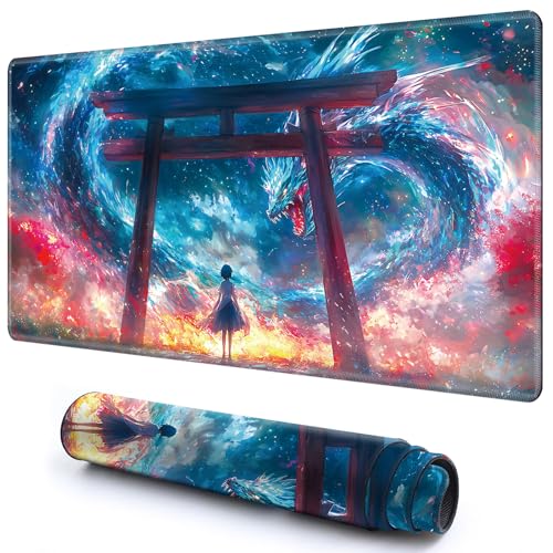 Niedliche Spielmatte für MTG-Kartenspiel, 69,8 x 39,9 cm, rutschfeste Schreibtischunterlage mit glatter Oberfläche und genähtem Rand, für TCG-Karte, Brettspiele, Zubehör, Blauer Drache und Mädchen Niedliche Spielmatte für MTG-Kartenspiel, 69,8 x 39,9 cm, rutschfeste Schreibtischunterlage mit glatter Oberfläche und genähtem Rand, für TCG-Karte, Brettspiele, Zubehör, Blauer Drache und Mädchen von CGFGHHUY