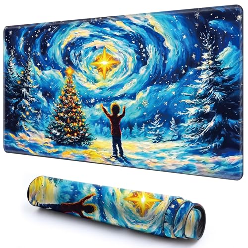 Niedliche Spielmatte für MTG-Kartenspiel, 69,8 x 39,9 cm, rutschfeste Schreibtischunterlage mit glatter Oberfläche und genähtem Rand, für TCG-Karte, Brettspiele, Zubehör, Blauer Galaxie-Junge von CGFGHHUY