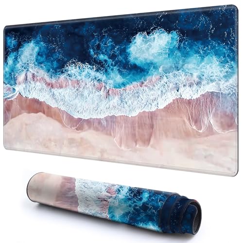 Niedliche Spielmatte für MTG-Kartenspiel, 69,8 x 39,9 cm, rutschfeste Schreibtischunterlage mit glatter Oberfläche und genähtem Rand, für TCG-Karte, Brettspiele, Zubehör, Blauer Meeresstrand Niedliche Spielmatte für MTG-Kartenspiel, 69,8 x 39,9 cm, rutschfeste Schreibtischunterlage mit glatter Oberfläche und genähtem Rand, für TCG-Karte, Brettspiele, Zubehör, Blauer Meeresstrand von CGFGHHUY
