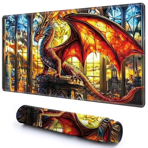 Niedliche Spielmatte für MTG-Kartenspiel, 69,8 x 39,9 cm, rutschfeste Schreibtischunterlage mit glatter Oberfläche und genähtem Rand, für TCG-Karte, Brettspiele, Zubehör, Drache im Schloss Niedliche Spielmatte für MTG-Kartenspiel, 69,8 x 39,9 cm, rutschfeste Schreibtischunterlage mit glatter Oberfläche und genähtem Rand, für TCG-Karte, Brettspiele, Zubehör, Drache im Schloss von CGFGHHUY
