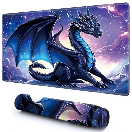 Niedliche Spielmatte für MTG-Kartenspiel, 69,8 x 39,9 cm, rutschfeste Schreibtischunterlage mit glatter Oberfläche und genähtem Rand, für TCG-Karte, Brettspiele, Zubehör, Galaxie-Blauer Drache Niedliche Spielmatte für MTG-Kartenspiel, 69,8 x 39,9 cm, rutschfeste Schreibtischunterlage mit glatter Oberfläche und genähtem Rand, für TCG-Karte, Brettspiele, Zubehör, Galaxie-Blauer Drache von CGFGHHUY