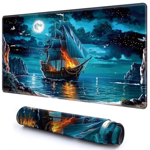Niedliche Spielmatte für MTG-Kartenspiel, 69,8 x 39,9 cm, rutschfeste Schreibtischunterlage mit glatter Oberfläche und genähtem Rand, für TCG-Karte, Brettspiele, Zubehör, Mondschiff, blaue Galaxie Niedliche Spielmatte für MTG-Kartenspiel, 69,8 x 39,9 cm, rutschfeste Schreibtischunterlage mit glatter Oberfläche und genähtem Rand, für TCG-Karte, Brettspiele, Zubehör, Mondschiff, blaue Galaxie von CGFGHHUY