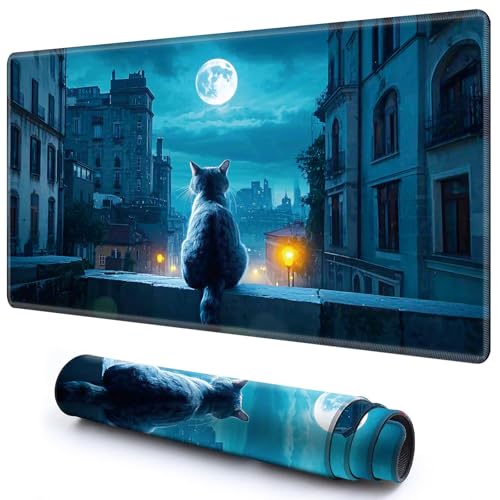 Niedliche Spielmatte für MTG-Kartenspiel, 69,8 x 39,9 cm, rutschfeste Schreibtischunterlage mit glatter Oberfläche und genähtem Rand, für TCG-Karte, Brettspiele, Zubehör, Stadt Mond Katze Niedliche Spielmatte für MTG-Kartenspiel, 69,8 x 39,9 cm, rutschfeste Schreibtischunterlage mit glatter Oberfläche und genähtem Rand, für TCG-Karte, Brettspiele, Zubehör, Stadt Mond Katze von CGFGHHUY