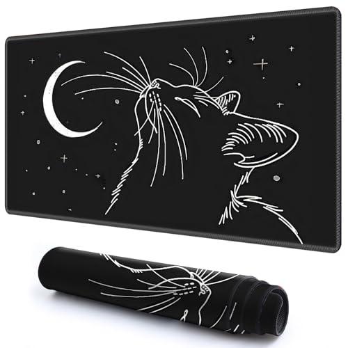 Niedliche Spielmatte für MTG-Kartenspiel, 69,8 x 39,9 cm, rutschfeste Schreibtischunterlage mit glatter Oberfläche und genähtem Rand für TCG-Karten-Brettspiele, Zubehör, Katze und Mond Niedliche Spielmatte für MTG-Kartenspiel, 69,8 x 39,9 cm, rutschfeste Schreibtischunterlage mit glatter Oberfläche und genähtem Rand für TCG-Karten-Brettspiele, Zubehör, Katze und Mond von CGFGHHUY
