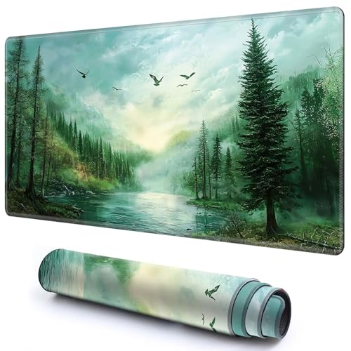 Niedliche Spielmatte für MTG-Kartenspiel, 69,8 x 39,9 cm, rutschfeste Schreibtischunterlage mit glatter Oberfläche und genähtem Rand für TCG-Karten-Spiele-Zubehör, Grüner Wald Niedliche Spielmatte für MTG-Kartenspiel, 69,8 x 39,9 cm, rutschfeste Schreibtischunterlage mit glatter Oberfläche und genähtem Rand für TCG-Karten-Spiele-Zubehör, Grüner Wald von CGFGHHUY