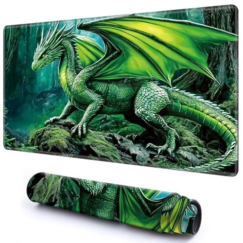 Niedliche Spielmatte für MTG-Kartenspiel, 69,8 x 39,9 cm, rutschfeste Schreibtischunterlage mit glatter Oberfläche und genähtem Rand für TCG-Karten-Spiele-Zubehör, Grüner Walddrache Niedliche Spielmatte für MTG-Kartenspiel, 69,8 x 39,9 cm, rutschfeste Schreibtischunterlage mit glatter Oberfläche und genähtem Rand für TCG-Karten-Spiele-Zubehör, Grüner Walddrache von CGFGHHUY