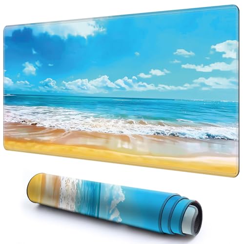 Niedliche Spielmatte für MTG-Kartenspiel, 69,8 x 49,9 cm, rutschfeste Schreibtischunterlage mit glatter Oberfläche und genähtem Rand, für TCG-Karte, Brettspiele, Zubehör, Blauer Strand Meer Niedliche Spielmatte für MTG-Kartenspiel, 69,8 x 49,9 cm, rutschfeste Schreibtischunterlage mit glatter Oberfläche und genähtem Rand, für TCG-Karte, Brettspiele, Zubehör, Blauer Strand Meer von CGFGHHUY