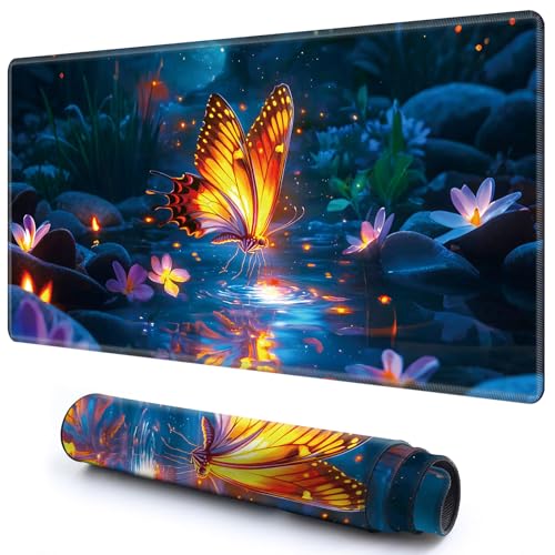 Niedliche Spielmatte für MTG-Kartenspiele, 59,9 x 34,8 cm, rutschfeste Schreibtischunterlage mit glatter Oberfläche und genähtem Rand, für TCG-Karte, Brettspiele, Zubehör, gelbe Schmetterlinge, lila Niedliche Spielmatte für MTG-Kartenspiele, 59,9 x 34,8 cm, rutschfeste Schreibtischunterlage mit glatter Oberfläche und genähtem Rand, für TCG-Karte, Brettspiele, Zubehör, gelbe Schmetterlinge, lila von CGFGHHUY