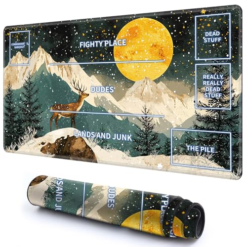 Niedliche Spielmatte mit Zonen -1 für MTG-Kartenspiel, 59,9 x 34,8 cm, rutschfeste Schreibtischunterlage mit glatter Oberfläche und genähtem Rand, für TCG-Karte, Brettspiele, Zubehör, Gelber Mond Niedliche Spielmatte mit Zonen -1 für MTG-Kartenspiel, 59,9 x 34,8 cm, rutschfeste Schreibtischunterlage mit glatter Oberfläche und genähtem Rand, für TCG-Karte, Brettspiele, Zubehör, Gelber Mond von CGFGHHUY