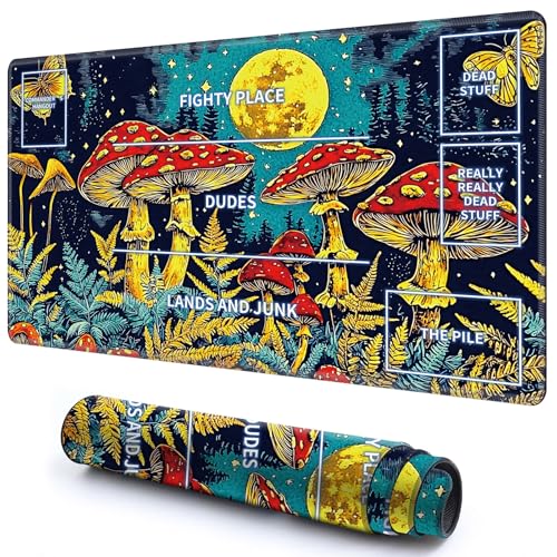 Niedliche Spielmatte mit Zonen -1 für MTG-Kartenspiel, 59,9 x 34,8 cm, rutschfeste Schreibtischunterlage mit glatter Oberfläche und genähtem Rand für TCG-Karten-Brettspiele, Zubehör, Pilz Niedliche Spielmatte mit Zonen -1 für MTG-Kartenspiel, 59,9 x 34,8 cm, rutschfeste Schreibtischunterlage mit glatter Oberfläche und genähtem Rand für TCG-Karten-Brettspiele, Zubehör, Pilz von CGFGHHUY