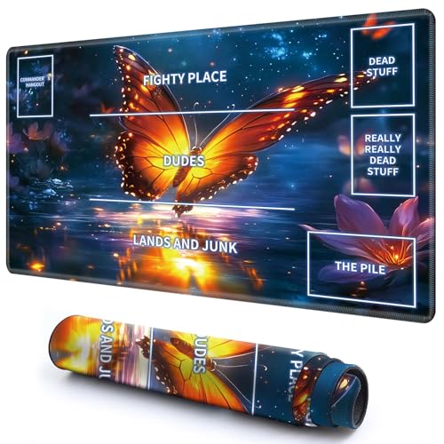 Niedliche Spielmatte mit Zonen -1 für MTG-Kartenspiel, 59,9 x 34,8 cm, rutschfeste Schreibtischunterlage mit glatter Oberfläche und genähtem Rand für TCG-Karten-Brettspiele, Zubehör, leuchtende Niedliche Spielmatte mit Zonen -1 für MTG-Kartenspiel, 59,9 x 34,8 cm, rutschfeste Schreibtischunterlage mit glatter Oberfläche und genähtem Rand für TCG-Karten-Brettspiele, Zubehör, leuchtende von CGFGHHUY