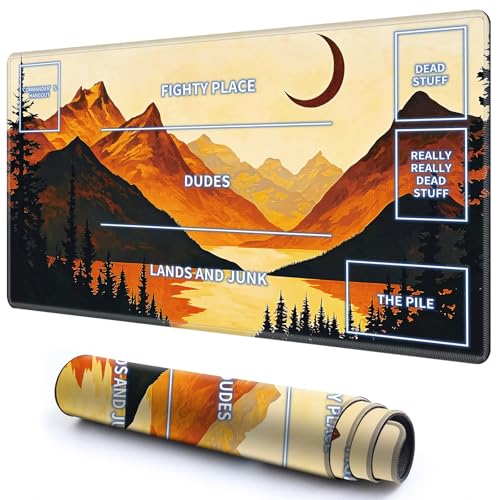 Niedliche Spielmatte mit Zonen -1 für MTG-Kartenspiel, 59,9 x 34,8 cm, rutschfeste Schreibtischunterlage mit glatter Oberfläche und genähtem Rand für TCG-Karten-Spiele-Zubehör, Bergmondbaum Niedliche Spielmatte mit Zonen -1 für MTG-Kartenspiel, 59,9 x 34,8 cm, rutschfeste Schreibtischunterlage mit glatter Oberfläche und genähtem Rand für TCG-Karten-Spiele-Zubehör, Bergmondbaum von CGFGHHUY