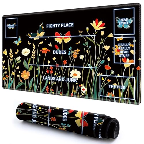 Niedliche Spielmatte mit Zonen -1 für MTG-Kartenspiel, 59,9 x 34,8 cm, rutschfeste Schreibtischunterlage mit glatter Oberfläche und genähtem Rand für TCG-Karten-Spiele-Zubehör, Blumen und Pflanzen Niedliche Spielmatte mit Zonen -1 für MTG-Kartenspiel, 59,9 x 34,8 cm, rutschfeste Schreibtischunterlage mit glatter Oberfläche und genähtem Rand für TCG-Karten-Spiele-Zubehör, Blumen und Pflanzen von CGFGHHUY