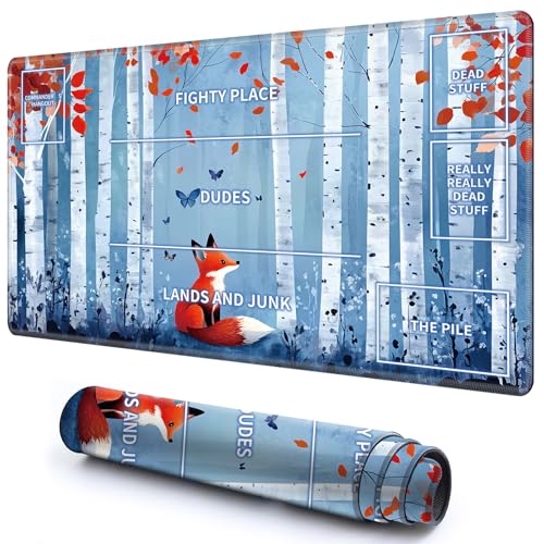 Niedliche Spielmatte mit Zonen -1 für MTG-Kartenspiel, 59,9 x 34,8 cm, rutschfeste Schreibtischunterlage mit glatter Oberfläche und genähtem Rand für TCG-Karten-Spiele-Zubehör, Fuchs, Ahornblatt Niedliche Spielmatte mit Zonen -1 für MTG-Kartenspiel, 59,9 x 34,8 cm, rutschfeste Schreibtischunterlage mit glatter Oberfläche und genähtem Rand für TCG-Karten-Spiele-Zubehör, Fuchs, Ahornblatt von CGFGHHUY