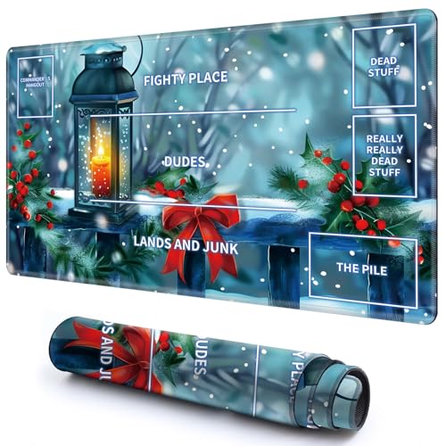 Niedliche Spielmatte mit Zonen -1 für MTG-Kartenspiel, 59,9 x 34,8 cm, rutschfeste Schreibtischunterlage mit glatter Oberfläche und genähtem Rand für TCG-Karten-Spiele-Zubehör, Schnee und Wald Niedliche Spielmatte mit Zonen -1 für MTG-Kartenspiel, 59,9 x 34,8 cm, rutschfeste Schreibtischunterlage mit glatter Oberfläche und genähtem Rand für TCG-Karten-Spiele-Zubehör, Schnee und Wald von CGFGHHUY