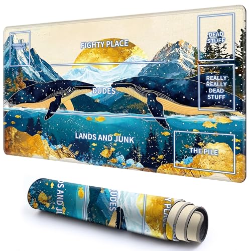 Niedliche Spielmatte mit Zonen -1 für MTG-Kartenspiel, 59,9 x 34,8 cm, rutschfeste Schreibtischunterlage mit glatter Oberfläche und genähtem Rand für TCG-Karten-Spiele-Zubehör, Walgebirge, Mond Niedliche Spielmatte mit Zonen -1 für MTG-Kartenspiel, 59,9 x 34,8 cm, rutschfeste Schreibtischunterlage mit glatter Oberfläche und genähtem Rand für TCG-Karten-Spiele-Zubehör, Walgebirge, Mond von CGFGHHUY