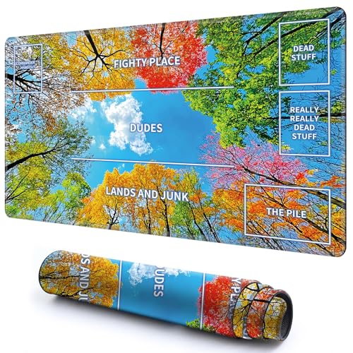 Niedliche Spielmatte mit Zonen -1 für MTG-Kartenspiel, 59,9 x 34,8 cm, rutschfeste Schreibtischunterlage mit glatter Oberfläche und genähtem Rand für TCG-Karten-Spiele-Zubehör, bunter Baum Niedliche Spielmatte mit Zonen -1 für MTG-Kartenspiel, 59,9 x 34,8 cm, rutschfeste Schreibtischunterlage mit glatter Oberfläche und genähtem Rand für TCG-Karten-Spiele-Zubehör, bunter Baum von CGFGHHUY