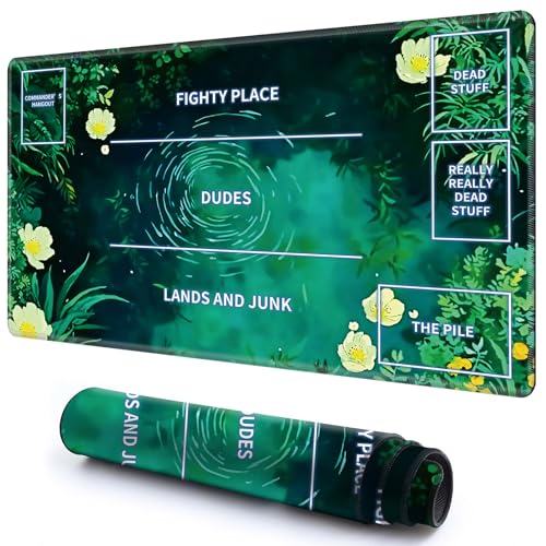 Niedliche Spielmatte mit Zonen -1 für MTG-Kartenspiel, 59,9 x 34,8 cm, rutschfeste Schreibtischunterlage mit glatter Oberfläche und genähtem Rand für TCG-Karten-Spiele-Zubehör, grünes Blatt, Blume Niedliche Spielmatte mit Zonen -1 für MTG-Kartenspiel, 59,9 x 34,8 cm, rutschfeste Schreibtischunterlage mit glatter Oberfläche und genähtem Rand für TCG-Karten-Spiele-Zubehör, grünes Blatt, Blume von CGFGHHUY