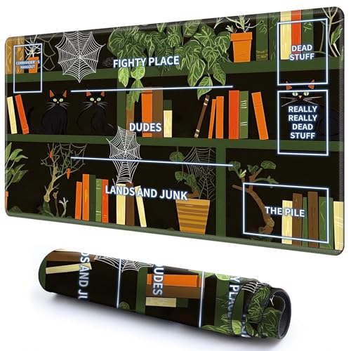 Niedliche Spielmatte mit Zonen -1 für MTG-Kartenspiel, 59,9 x 34,8 cm, rutschfeste Schreibtischunterlage mit glatter Oberfläche und genähtem Rand für TCG-Karten-Spiele-Zubehör, schwarze Katze und Niedliche Spielmatte mit Zonen -1 für MTG-Kartenspiel, 59,9 x 34,8 cm, rutschfeste Schreibtischunterlage mit glatter Oberfläche und genähtem Rand für TCG-Karten-Spiele-Zubehör, schwarze Katze und von CGFGHHUY