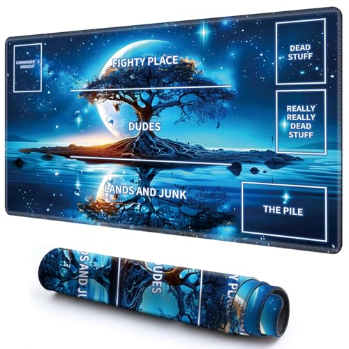 Niedliche Spielmatte mit Zonen -1 für MTG-Kartenspiel, 59,9 x 34,8 cm, rutschfeste Schreibtischunterlage mit glatter Oberfläche und genähtem Rand für TCG-Kartenspiele, Zubehör, Blauer Galaxienbaum Niedliche Spielmatte mit Zonen -1 für MTG-Kartenspiel, 59,9 x 34,8 cm, rutschfeste Schreibtischunterlage mit glatter Oberfläche und genähtem Rand für TCG-Kartenspiele, Zubehör, Blauer Galaxienbaum von CGFGHHUY