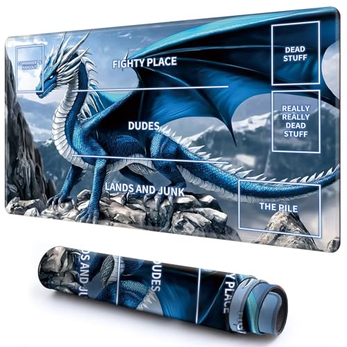 Niedliche Spielmatte mit Zonen -1 für MTG-Kartenspiel, 69,8 x 49,9 cm, rutschfeste Schreibtischunterlage mit glatter Oberfläche und genähtem Rand für TCG-Karten-Brettspiele, Zubehör, Blauer Niedliche Spielmatte mit Zonen -1 für MTG-Kartenspiel, 69,8 x 49,9 cm, rutschfeste Schreibtischunterlage mit glatter Oberfläche und genähtem Rand für TCG-Karten-Brettspiele, Zubehör, Blauer von CGFGHHUY