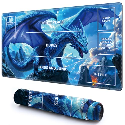 Niedliche Spielmatte mit Zonen -1 für MTG-Kartenspiel, 69,8 x 49,9 cm, rutschfeste Schreibtischunterlage mit glatter Oberfläche und genähtem Rand für TCG-Karten-Brettspiele-Zubehör, Blauer Drache Niedliche Spielmatte mit Zonen -1 für MTG-Kartenspiel, 69,8 x 49,9 cm, rutschfeste Schreibtischunterlage mit glatter Oberfläche und genähtem Rand für TCG-Karten-Brettspiele-Zubehör, Blauer Drache von CGFGHHUY