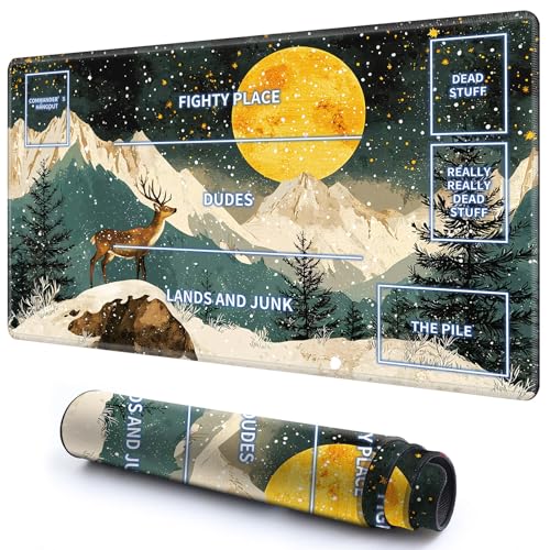 Niedliche Spielmatte mit Zonen -1 für MTG-Kartenspiel, 69,8 x 49,9 cm, rutschfeste Schreibtischunterlage mit glatter Oberfläche und genähtem Rand für TCG-Karten-Brettspiele-Zubehör, Gelber Mond Niedliche Spielmatte mit Zonen -1 für MTG-Kartenspiel, 69,8 x 49,9 cm, rutschfeste Schreibtischunterlage mit glatter Oberfläche und genähtem Rand für TCG-Karten-Brettspiele-Zubehör, Gelber Mond von CGFGHHUY