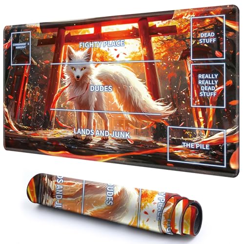 Niedliche Spielmatte mit Zonen -1 für MTG-Kartenspiel, 69,8 x 49,9 cm, rutschfeste Schreibtischunterlage mit glatter Oberfläche und genähtem Rand für TCG-Karten-Brettspiele-Zubehör, weißer Fuchs Niedliche Spielmatte mit Zonen -1 für MTG-Kartenspiel, 69,8 x 49,9 cm, rutschfeste Schreibtischunterlage mit glatter Oberfläche und genähtem Rand für TCG-Karten-Brettspiele-Zubehör, weißer Fuchs von CGFGHHUY
