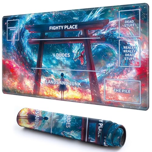 Niedliche Spielmatte mit Zonen -1 für MTG-Kartenspiel, 69,8 x 49,9 cm, rutschfeste Schreibtischunterlage mit glatter Oberfläche und genähtem Rand für TCG-Karten-Spiele-Zubehör, Blauer Drache und Niedliche Spielmatte mit Zonen -1 für MTG-Kartenspiel, 69,8 x 49,9 cm, rutschfeste Schreibtischunterlage mit glatter Oberfläche und genähtem Rand für TCG-Karten-Spiele-Zubehör, Blauer Drache und von CGFGHHUY