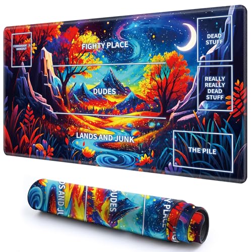 Niedliche Spielmatte mit Zonen -1 für MTG-Kartenspiel, 69,8 x 49,9 cm, rutschfeste Schreibtischunterlage mit glatter Oberfläche und genähtem Rand für TCG-Karten-Spiele-Zubehör, Galaxie, Mond, roter Niedliche Spielmatte mit Zonen -1 für MTG-Kartenspiel, 69,8 x 49,9 cm, rutschfeste Schreibtischunterlage mit glatter Oberfläche und genähtem Rand für TCG-Karten-Spiele-Zubehör, Galaxie, Mond, roter von CGFGHHUY