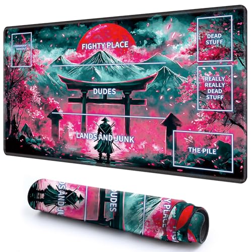 Niedliche Spielmatte mit Zonen -1 für MTG-Kartenspiel, 69,8 x 49,9 cm, rutschfeste Schreibtischunterlage mit glatter Oberfläche und genähtem Rand für TCG-Karten-Spiele-Zubehör, Kirschblüte, Berg Niedliche Spielmatte mit Zonen -1 für MTG-Kartenspiel, 69,8 x 49,9 cm, rutschfeste Schreibtischunterlage mit glatter Oberfläche und genähtem Rand für TCG-Karten-Spiele-Zubehör, Kirschblüte, Berg von CGFGHHUY