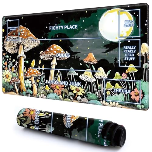 Niedliche Spielmatte mit Zonen -1 für MTG-Kartenspiel, 69,8 x 49,9 cm, rutschfeste Schreibtischunterlage mit glatter Oberfläche und genähtem Rand für TCG-Karten-Spiele-Zubehör, Pilz, Sonnenblume, Mond Niedliche Spielmatte mit Zonen -1 für MTG-Kartenspiel, 69,8 x 49,9 cm, rutschfeste Schreibtischunterlage mit glatter Oberfläche und genähtem Rand für TCG-Karten-Spiele-Zubehör, Pilz, Sonnenblume, Mond von CGFGHHUY