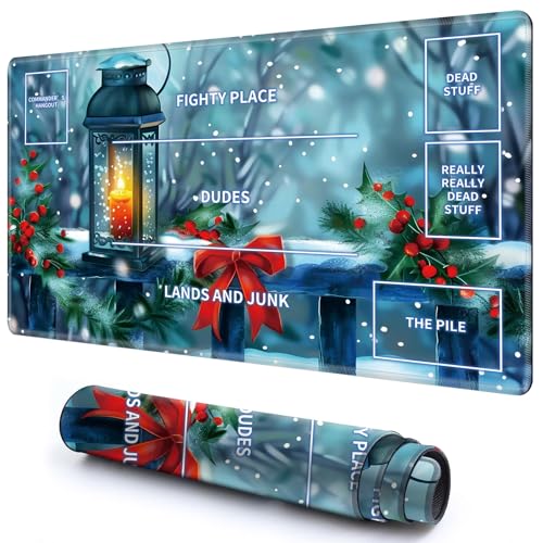 Niedliche Spielmatte mit Zonen -1 für MTG-Kartenspiel, 69,8 x 49,9 cm, rutschfeste Schreibtischunterlage mit glatter Oberfläche und genähtem Rand für TCG-Karten-Spiele-Zubehör, Schnee und Wald Niedliche Spielmatte mit Zonen -1 für MTG-Kartenspiel, 69,8 x 49,9 cm, rutschfeste Schreibtischunterlage mit glatter Oberfläche und genähtem Rand für TCG-Karten-Spiele-Zubehör, Schnee und Wald von CGFGHHUY