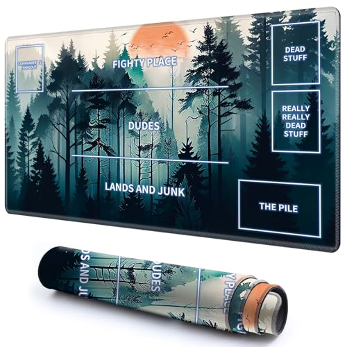 Niedliche Spielmatte mit Zonen -1 für MTG-Kartenspiel, 69,8 x 49,9 cm, rutschfeste Schreibtischunterlage mit glatter Oberfläche und genähtem Rand für TCG-Karten-Spiele-Zubehör, grüner Wald Niedliche Spielmatte mit Zonen -1 für MTG-Kartenspiel, 69,8 x 49,9 cm, rutschfeste Schreibtischunterlage mit glatter Oberfläche und genähtem Rand für TCG-Karten-Spiele-Zubehör, grüner Wald von CGFGHHUY
