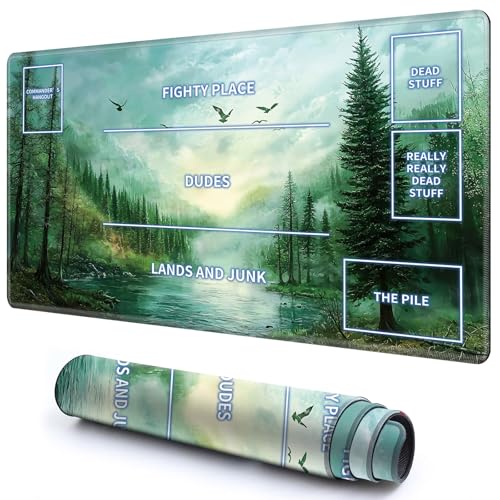 Niedliche Spielmatte mit Zonen -1 für MTG-Kartenspiel, 69,8 x 49,9 cm, rutschfeste Schreibtischunterlage mit glatter Oberfläche und genähtem Rand für TCG-Kartenspiele, Zubehör, Grüner Wald Niedliche Spielmatte mit Zonen -1 für MTG-Kartenspiel, 69,8 x 49,9 cm, rutschfeste Schreibtischunterlage mit glatter Oberfläche und genähtem Rand für TCG-Kartenspiele, Zubehör, Grüner Wald von CGFGHHUY