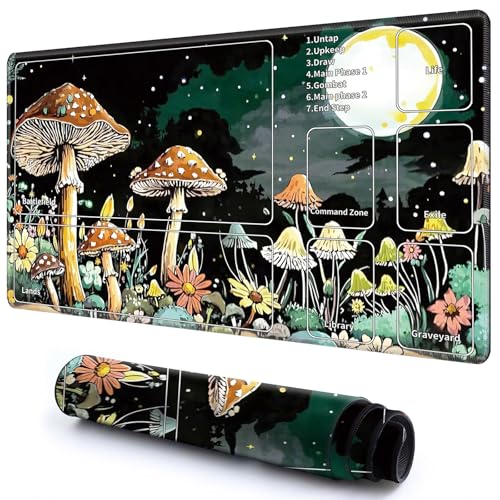Niedliche Spielmatte mit Zonen -2 für MTG-Kartenspiel, 59,9 x 34,8 cm, rutschfeste Schreibtischunterlage mit glatter Oberfläche und genähtem Rand für TCG-Karte, Brettspiele, Zubehör, Pilz, Sonnenblume Niedliche Spielmatte mit Zonen -2 für MTG-Kartenspiel, 59,9 x 34,8 cm, rutschfeste Schreibtischunterlage mit glatter Oberfläche und genähtem Rand für TCG-Karte, Brettspiele, Zubehör, Pilz, Sonnenblume von CGFGHHUY