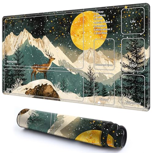 Niedliche Spielmatte mit Zonen -2 für MTG-Kartenspiel, 59,9 x 34,8 cm, rutschfeste Schreibtischunterlage mit glatter Oberfläche und genähtem Rand für TCG-Karten-Brettspiele, Zubehör, Gelber Mond Niedliche Spielmatte mit Zonen -2 für MTG-Kartenspiel, 59,9 x 34,8 cm, rutschfeste Schreibtischunterlage mit glatter Oberfläche und genähtem Rand für TCG-Karten-Brettspiele, Zubehör, Gelber Mond von CGFGHHUY