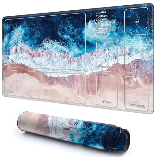 Niedliche Spielmatte mit Zonen -2 für MTG-Kartenspiel, 59,9 x 34,8 cm, rutschfeste Schreibtischunterlage mit glatter Oberfläche und genähtem Rand für TCG-Karten-Spiele-Zubehör, Blauer Meeresstrand Niedliche Spielmatte mit Zonen -2 für MTG-Kartenspiel, 59,9 x 34,8 cm, rutschfeste Schreibtischunterlage mit glatter Oberfläche und genähtem Rand für TCG-Karten-Spiele-Zubehör, Blauer Meeresstrand von CGFGHHUY