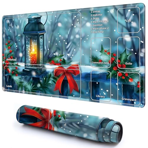 Niedliche Spielmatte mit Zonen -2 für MTG-Kartenspiel, 59,9 x 34,8 cm, rutschfeste Schreibtischunterlage mit glatter Oberfläche und genähtem Rand für TCG-Karten-Spiele-Zubehör, Schnee und Wald Niedliche Spielmatte mit Zonen -2 für MTG-Kartenspiel, 59,9 x 34,8 cm, rutschfeste Schreibtischunterlage mit glatter Oberfläche und genähtem Rand für TCG-Karten-Spiele-Zubehör, Schnee und Wald von CGFGHHUY