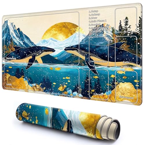 Niedliche Spielmatte mit Zonen -2 für MTG-Kartenspiel, 59,9 x 34,8 cm, rutschfeste Schreibtischunterlage mit glatter Oberfläche und genähtem Rand für TCG-Karten-Spiele-Zubehör, Walgebirge, Mond Niedliche Spielmatte mit Zonen -2 für MTG-Kartenspiel, 59,9 x 34,8 cm, rutschfeste Schreibtischunterlage mit glatter Oberfläche und genähtem Rand für TCG-Karten-Spiele-Zubehör, Walgebirge, Mond von CGFGHHUY