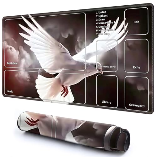 Niedliche Spielmatte mit Zonen -2 für MTG-Kartenspiel, 59,9 x 34,8 cm, rutschfeste Schreibtischunterlage mit glatter Oberfläche und genähtem Rand für TCG-Kartenspiele, Zubehör, weißer Vogel Niedliche Spielmatte mit Zonen -2 für MTG-Kartenspiel, 59,9 x 34,8 cm, rutschfeste Schreibtischunterlage mit glatter Oberfläche und genähtem Rand für TCG-Kartenspiele, Zubehör, weißer Vogel von CGFGHHUY