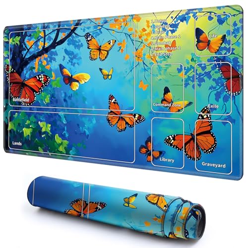 Niedliche Spielmatte mit Zonen -2 für MTG-Kartenspiel, 69,8 x 40,9 cm, rutschfeste Schreibtischunterlage mit glatter Oberfläche und genähtem Rand für TCG-Karten-Spiele, Zubehör, Aquarell-Baum Niedliche Spielmatte mit Zonen -2 für MTG-Kartenspiel, 69,8 x 40,9 cm, rutschfeste Schreibtischunterlage mit glatter Oberfläche und genähtem Rand für TCG-Karten-Spiele, Zubehör, Aquarell-Baum von CGFGHHUY