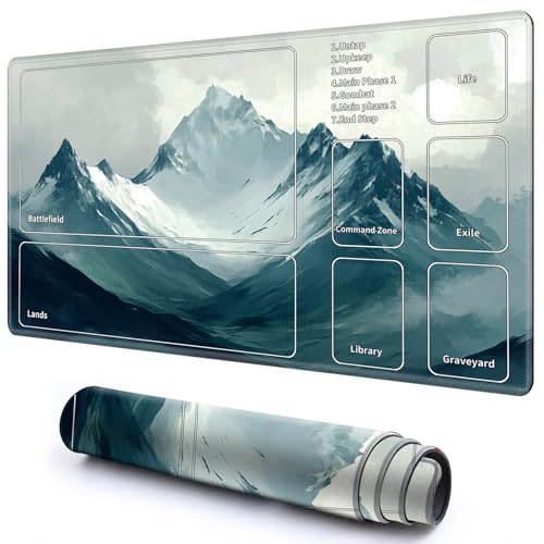 Niedliche Spielmatte mit Zonen -2 für MTG-Kartenspiel, 69,8 x 49,9 cm, rutschfeste Schreibtischunterlage mit glatter Oberfläche und genähtem Rand für TCG-Karten-Brettspiele, Zubehör, Berg Niedliche Spielmatte mit Zonen -2 für MTG-Kartenspiel, 69,8 x 49,9 cm, rutschfeste Schreibtischunterlage mit glatter Oberfläche und genähtem Rand für TCG-Karten-Brettspiele, Zubehör, Berg von CGFGHHUY