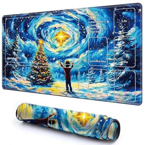 Niedliche Spielmatte mit Zonen -2 für MTG-Kartenspiel, 69,8 x 49,9 cm, rutschfeste Schreibtischunterlage mit glatter Oberfläche und genähtem Rand für TCG-Karten-Brettspiele, Zubehör, Blaue Galaxie Niedliche Spielmatte mit Zonen -2 für MTG-Kartenspiel, 69,8 x 49,9 cm, rutschfeste Schreibtischunterlage mit glatter Oberfläche und genähtem Rand für TCG-Karten-Brettspiele, Zubehör, Blaue Galaxie von CGFGHHUY