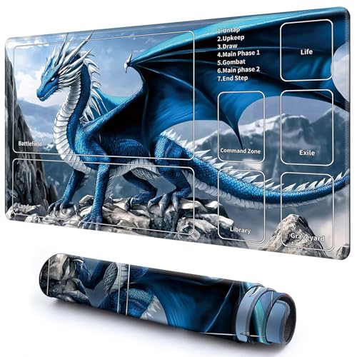 Niedliche Spielmatte mit Zonen -2 für MTG-Kartenspiel, 69,8 x 49,9 cm, rutschfeste Schreibtischunterlage mit glatter Oberfläche und genähtem Rand für TCG-Karten-Brettspiele, Zubehör, Blauer Niedliche Spielmatte mit Zonen -2 für MTG-Kartenspiel, 69,8 x 49,9 cm, rutschfeste Schreibtischunterlage mit glatter Oberfläche und genähtem Rand für TCG-Karten-Brettspiele, Zubehör, Blauer von CGFGHHUY