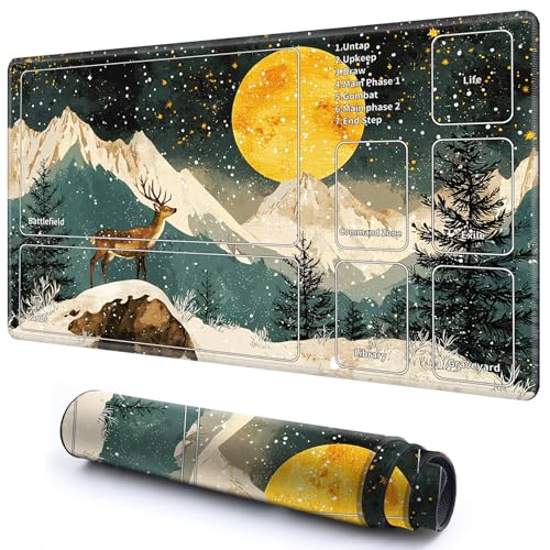 Niedliche Spielmatte mit Zonen -2 für MTG-Kartenspiel, 69,8 x 49,9 cm, rutschfeste Schreibtischunterlage mit glatter Oberfläche und genähtem Rand für TCG-Karten-Brettspiele, Zubehör, Gelber Mond Niedliche Spielmatte mit Zonen -2 für MTG-Kartenspiel, 69,8 x 49,9 cm, rutschfeste Schreibtischunterlage mit glatter Oberfläche und genähtem Rand für TCG-Karten-Brettspiele, Zubehör, Gelber Mond von CGFGHHUY