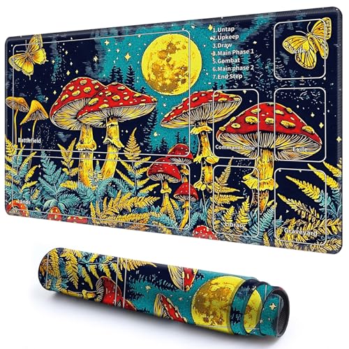 Niedliche Spielmatte mit Zonen -2 für MTG-Kartenspiel, 69,8 x 49,9 cm, rutschfeste Schreibtischunterlage mit glatter Oberfläche und genähtem Rand für TCG-Karten-Brettspiele, Zubehör, Pilz Niedliche Spielmatte mit Zonen -2 für MTG-Kartenspiel, 69,8 x 49,9 cm, rutschfeste Schreibtischunterlage mit glatter Oberfläche und genähtem Rand für TCG-Karten-Brettspiele, Zubehör, Pilz von CGFGHHUY