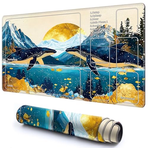Niedliche Spielmatte mit Zonen -2 für MTG-Kartenspiel, 69,8 x 49,9 cm, rutschfeste Schreibtischunterlage mit glatter Oberfläche und genähtem Rand für TCG-Karten-Spiele-Zubehör, Walgebirge, Mond Niedliche Spielmatte mit Zonen -2 für MTG-Kartenspiel, 69,8 x 49,9 cm, rutschfeste Schreibtischunterlage mit glatter Oberfläche und genähtem Rand für TCG-Karten-Spiele-Zubehör, Walgebirge, Mond von CGFGHHUY