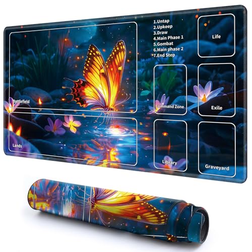 Niedliche Spielmatte mit Zonen -2 für MTG-Kartenspiel, 69,8 x 49,9 cm, rutschfeste Schreibtischunterlage mit glatter Oberfläche und genähtem Rand für TCG-Karten-Spiele-Zubehör, gelbe Schmetterlinge Niedliche Spielmatte mit Zonen -2 für MTG-Kartenspiel, 69,8 x 49,9 cm, rutschfeste Schreibtischunterlage mit glatter Oberfläche und genähtem Rand für TCG-Karten-Spiele-Zubehör, gelbe Schmetterlinge von CGFGHHUY