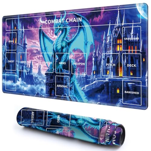 Niedliche Spielmatte mit Zonen -3 für MTG-Kartenspiel, 59,9 x 34,8 cm, rutschfeste Schreibtischunterlage mit glatter Oberfläche und genähtem Rand für TCG-Karten-Brettspiele, Zubehör, Schlossblauer Niedliche Spielmatte mit Zonen -3 für MTG-Kartenspiel, 59,9 x 34,8 cm, rutschfeste Schreibtischunterlage mit glatter Oberfläche und genähtem Rand für TCG-Karten-Brettspiele, Zubehör, Schlossblauer von CGFGHHUY